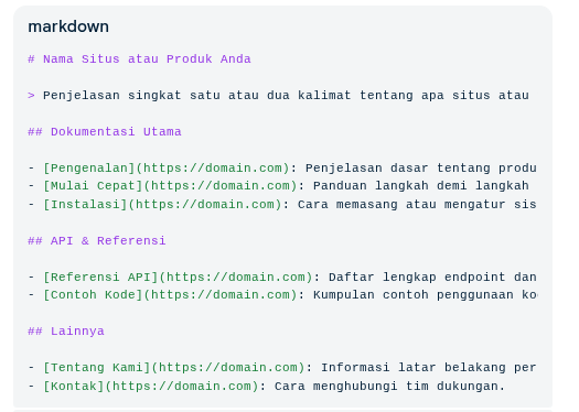 Contoh Format llms.txt yang Tepat