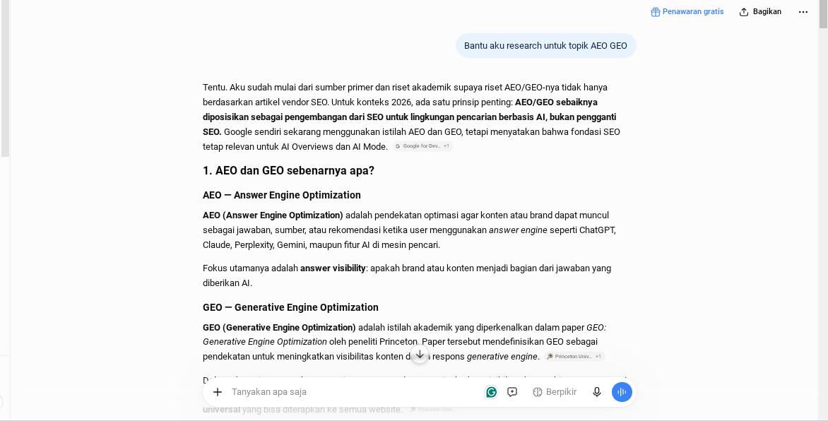 Hasil riset yang dilakukan menggunakan ChatGPT