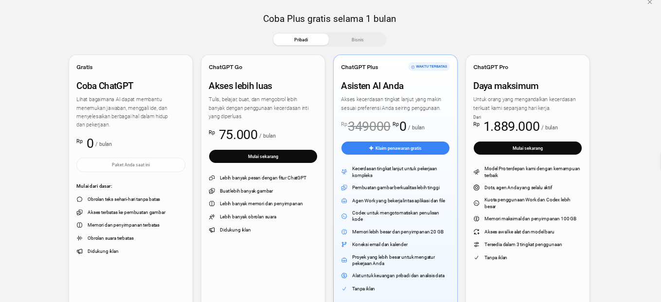 Harga paket ChatGPT