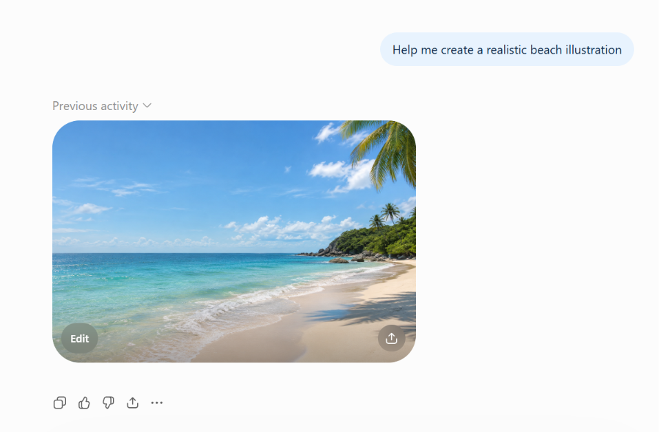 Results displayed on ChatGPT when provided with an asset generation prompt